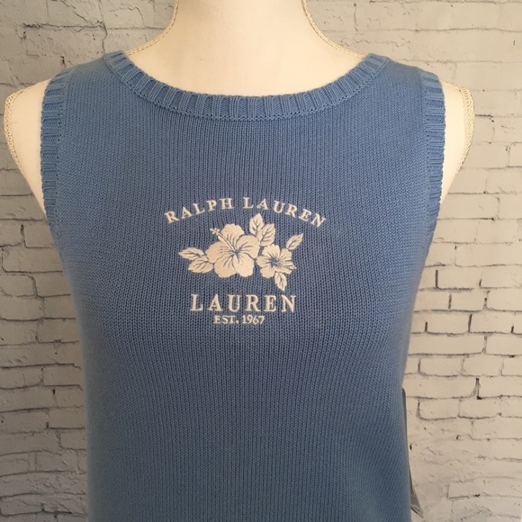 Ralph Lauren Logo Sleeveless Sweater Petite Medium - Picture 2 of 7